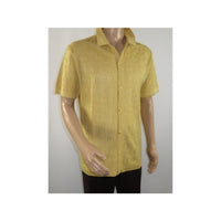 Mens Stacy Adams Italian Style Knit Woven Shirt Short Sleeves 3128 Honey Beige - J.Valintin Men's Wear Legend - 94906