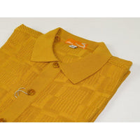 Mens Stacy Adams Italian Style Knit Woven Shirt Short Sleeves 71010 Gold - J.Valintin Men's Wear Legend - 71010 - Gold - M