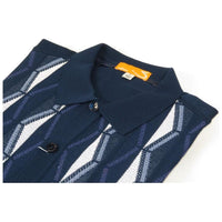 Mens Stacy Adams Italian Style Knit Woven Shirt Short Sleeves 71027 Navy - J.Valintin Men's Wear Legend - 71027 - Navy - M