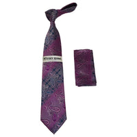 Men's Stacy Adams Necktie and Hankie Set Fancy Design Silky Look SAT20 Pink - J.Valintin Men's Wear Legend - sat20