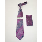 Men's Stacy Adams Necktie and Hankie Set Fancy Design Silky Look SAT20 Pink - J.Valintin Men's Wear Legend - sat20