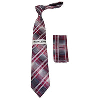 Men's Stacy Adams Necktie and Hankie Set Fancy Design Silky Look SAT22 Red - J.Valintin Men's Wear Legend - sat22