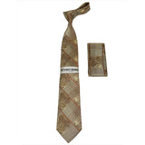 Men's Stacy Adams Necktie and Hankie Set Fancy Design Silky Look SAT24 Brown - J.Valintin Men's Wear Legend - sat24