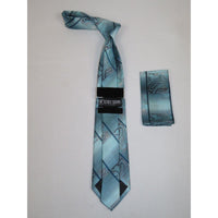 Men's Stacy Adams Necktie and Hankie Set Fancy Design Silky Look SAT27 Teal - J.Valintin Men's Wear Legend - sat27