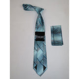 Men's Stacy Adams Necktie and Hankie Set Fancy Design Silky Look SAT27 Teal - J.Valintin Men's Wear Legend - sat27