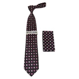 Men's Stacy Adams Necktie and Hankie Set Fancy Design Silky Look SAT33 Pink - J.Valintin Men's Wear Legend - sat33