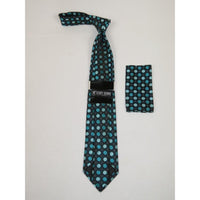 Men's Stacy Adams Necktie and Hankie Set Fancy Design Silky Look SAT34 Teal - J.Valintin Men's Wear Legend - sat34