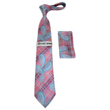 Men's Stacy Adams Necktie and Hankie Set Fancy Design Silky Look SAT39 Pink - J.Valintin Men's Wear Legend - sat39