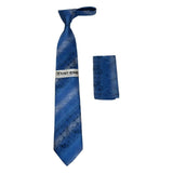 Men's Stacy Adams Necktie and Hankie Set Fancy Design Silky Look SAT51 Blue - J.Valintin Men's Wear Legend - sat51