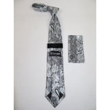 Men's Stacy Adams Necktie and Hankie Set Fancy Design Silky Look SAT7 Gray - J.Valintin Men's Wear Legend - sat7