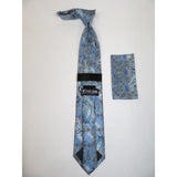 Men's Stacy Adams Necktie and Hankie Set Fancy Design Silky Look SAT8 Blue - J.Valintin Men's Wear Legend - sat8