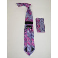 Men's Stacy Adams Necktie and Hankie Set Fancy Design Silky Look SAT9 Pink - J.Valintin Men's Wear Legend - sat9