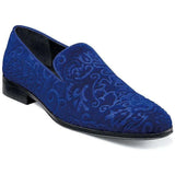 Men's Stacy Adams Saunders Debossed Velour Slip On Comfort Shoes Royal 25581 - 432 - J.Valintin Men's Wear Legend - 25581 - 432_7