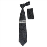 Men's Stacy Adams Tie and Hankie Set Woven Design #Stacy79 Black Silver - J.Valintin Men's Wear Legend - 158