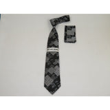 Men's Stacy Adams Tie and Hankie Set Woven Design #Stacy90 Black - J.Valintin Men's Wear Legend - 170