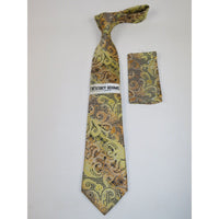 Men's Stacy Adams Tie and Hankie Set Woven Silky Fabric #Stacy62 Gold - J.Valintin Men's Wear Legend - 141