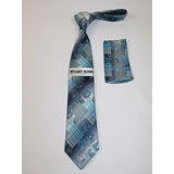 Men's Stacy Adams Tie and Hankie Set Woven Silky Fabric #Stacy92 Teal - J.Valintin Men's Wear Legend - 172