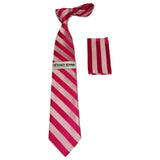 Men's Stacy Adams Tie and Hankie Set Woven Silky #St4 Fuchsia Pink - J.Valintin Men's Wear Legend - 24805