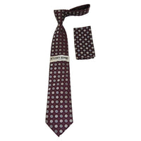 Men's Stacy Adams Tie and Hankie Set Woven Silky #Stacy2 Burgundy Polka Dot - J.Valintin Men's Wear Legend - 74