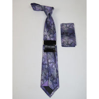 Men's Stacy Adams Tie and Hankie Set Woven Silky #Stacy64 Lavender Paisley - J.Valintin Men's Wear Legend - 143