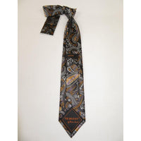 Mens Steven Land 100% Woven Silk Big Knot Tie and Hankie Set BW2411 - 03 Black - J.Valintin Men's Wear Legend - BW2411 - 03