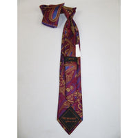 Mens Steven Land 100% Woven Silk Big Knot Tie and Hankie Set BW2411 - 05 Wine - J.Valintin Men's Wear Legend - BW2411 - 05