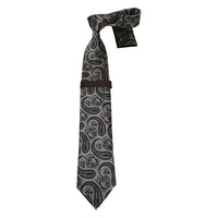 Mens Steven Land 100% Woven Silk Big Knot Tie and Hankie Set BW2436 - 01 Black - J.Valintin Men's Wear Legend - BW2436 - 01