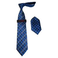 Mens Steven Land Density 100% Silk Crystal Tie/Hankie Set CR29 - 04 Royal Blue - J.Valintin Men's Wear Legend - CR29 - 04