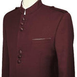 Mens Suit Apollo King Banded Collarless Chinese Mandarin Wide Leg AG96 Burgundy - J.Valintin Men's Wear Legend - 72937