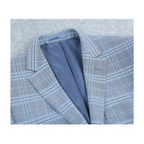 Mens Suit RENOIR English Plaid Window Pane Stretch Slim Fit Comfort 293 - 3 Blue - J.Valintin Men's Wear Legend - 93923