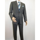 Mens Suit RENOIR English Window Pane Classic Fit Business 292 - 2 Gray Blue - J.Valintin Men's Wear Legend - 19068