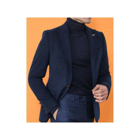 Mens Suit Turkey Flannel Jacket Peak Lapel One Button 20 - 02 Navy Wessi JValintin - J.Valintin Men's Wear Legend - 72079