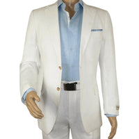 Mens Summer Linen Suit Apollo King Half Lined 2 Button European LN6 White Party - J.Valintin Men's Wear Legend - 93799