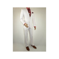 Men's Summer Linen Suit Apollo King Half Lined 2 Button Modern Fit SLN8 White - J.Valintin Men's Wear Legend - 7818