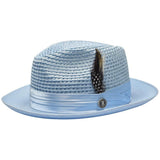 Men's Summer Spring Braid Straw style Hat by BRUNO CAPELO JULIAN JU910 Lt Blue - J.Valintin Men's Wear Legend - Ju910 - Lt Blue - S