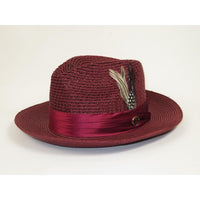 Men's Summer Spring Braid Straw style Hat by BRUNO CAPELO JULIAN JU912 Burgundy - J.Valintin Men's Wear Legend - 100413