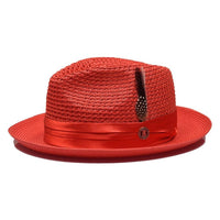 Men's Summer Spring Braid Straw style Hat by BRUNO CAPELO JULIAN JU917 Red - J.Valintin Men's Wear Legend - Lu917 - Red - S