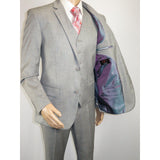 Mens Three Piece Suit Vested VITALI Soft Fabric With Sheen M3090 Stone Gray 3pc - J.Valintin Men's Wear Legend - 93610