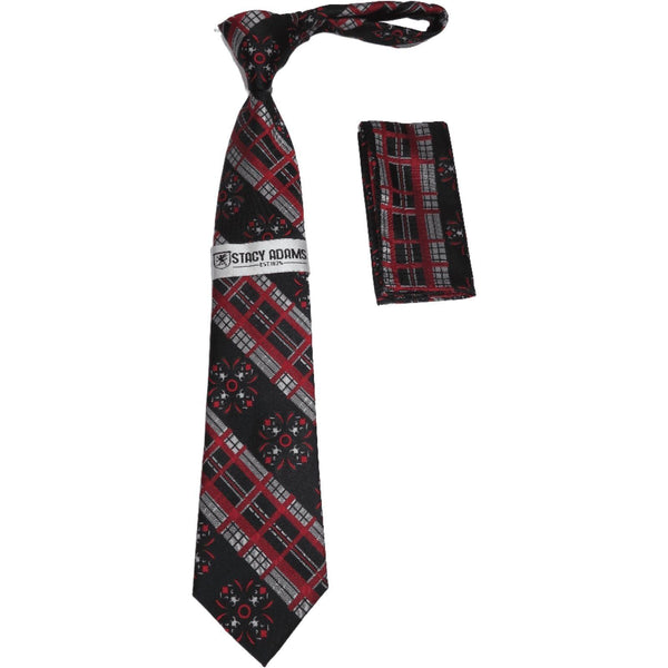 Mens Tie and Hankie set by Stacy Adams fashion formal Business attire St67 Red - J.Valintin Men's Wear Legend - 24868