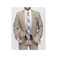 Mens TOMMY HILFIGER Suit Wool Blend 2 Button Side Vent Shark Texture 0106 Tan - J.Valintin Men's Wear Legend - 18253