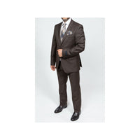 Mens TOMMY HILFIGER Suit Wool Blend 2 Button Side Vent Shark Texture 0132 Brown - J.Valintin Men's Wear Legend - 18266