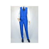 Mens Tuxedo Formal Suit ROYAL DIAMOND Slim Fit 3Pc Vested shiny Satin SL83 Blue - J.Valintin Men's Wear Legend - 8137