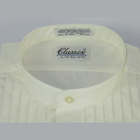 Men's Tuxedo shirt By Classix Banded Collarless Formal Pleated Front M06 Ivory - J.Valintin Men's Wear Legend - 12927