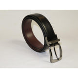 Men's VALENTINI Plain Leather Belt Pin Buckle Reversible SW63 Black or Brown - J.Valintin Men's Wear Legend - SW63 - Black - 34