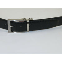 Mens VALENTINI Textured Leather Belt Classic Pin Buckle Reversible sw68 Black - J.Valintin Men's Wear Legend - sw68 - black - 34