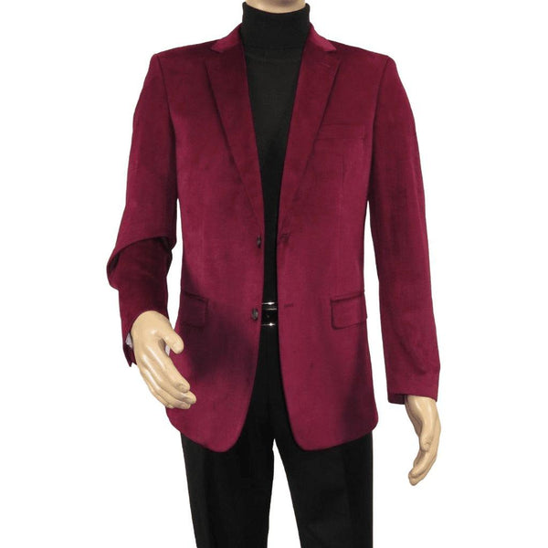 Men's Velvet Sport Coat Jacket by BASSIRI Leonardi J1042 Burgundy - J.Valintin Men's Wear Legend - 92623