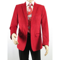 Men's Velvet Sports Coat Grammy Amy Award BASSIRI , LEONARDI J1042 Christmas Red - J.Valintin Men's Wear Legend - 92647