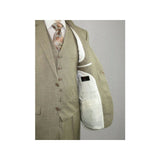 Mens Vitali Three Piece Suit Vested Shiny Sharkskin M3090 Beige oatmeal Classic - J.Valintin Men's Wear Legend - 31255