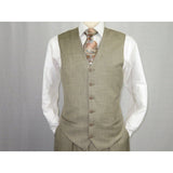 Mens Vitali Three Piece Suit Vested Shiny Sharkskin M3090 Beige oatmeal Classic - J.Valintin Men's Wear Legend - 31255