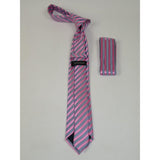 Men's Woven Tie Hankie Set J.Valintin Private Collection R28 Pink Stripe - J.Valintin Men's Wear Legend - 95572